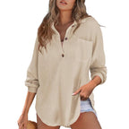 RHANNON™ - Casual Oversized Waffle V-Neck Long Sleeve Sweater