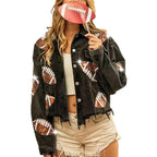 NERISSA™ - Chic Cropped Oversized Button Down Football Jacket