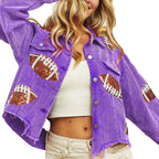 NERISSA™ - Chic Cropped Oversized Button Down Football Jacket