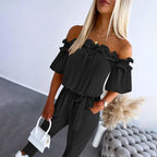 CAMILA™ – Chic Off Shoulder Frill Tie-Waist Jumpsuit