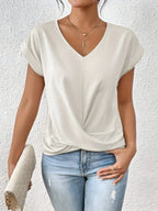 MEIKA™ – Classic Twist Detail V-Neck Top