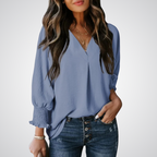 LEILA™ – Classic V-Neck Tunic Blouse