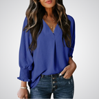 LEILA™ – Classic V-Neck Tunic Blouse