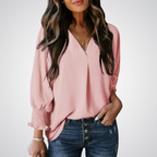 LEILA™ – Classic V-Neck Tunic Blouse