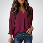 LEILA™ – Classic V-Neck Tunic Blouse
