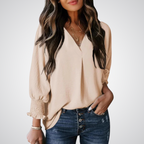 LEILA™ – Classic V-Neck Tunic Blouse