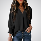 LEILA™ – Classic V-Neck Tunic Blouse