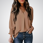 LEILA™ – Classic V-Neck Tunic Blouse