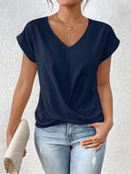MEIKA™ – Classic Twist Detail V-Neck Top