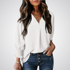 LEILA™ – Classic V-Neck Tunic Blouse