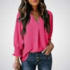 LEILA™ – Classic V-Neck Tunic Blouse