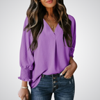 LEILA™ – Classic V-Neck Tunic Blouse