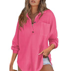 RHANNON™ - Casual Oversized Waffle V-Neck Long Sleeve Sweater