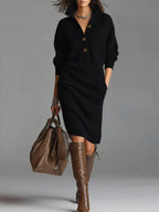 Lorena - Knitted dress with collar and buttons