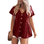 DELINA™ – Casual Cozy V-Neck Peplum Blouse