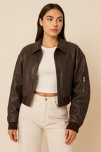 FRESH LABEL | Cropped Bomber Jacket