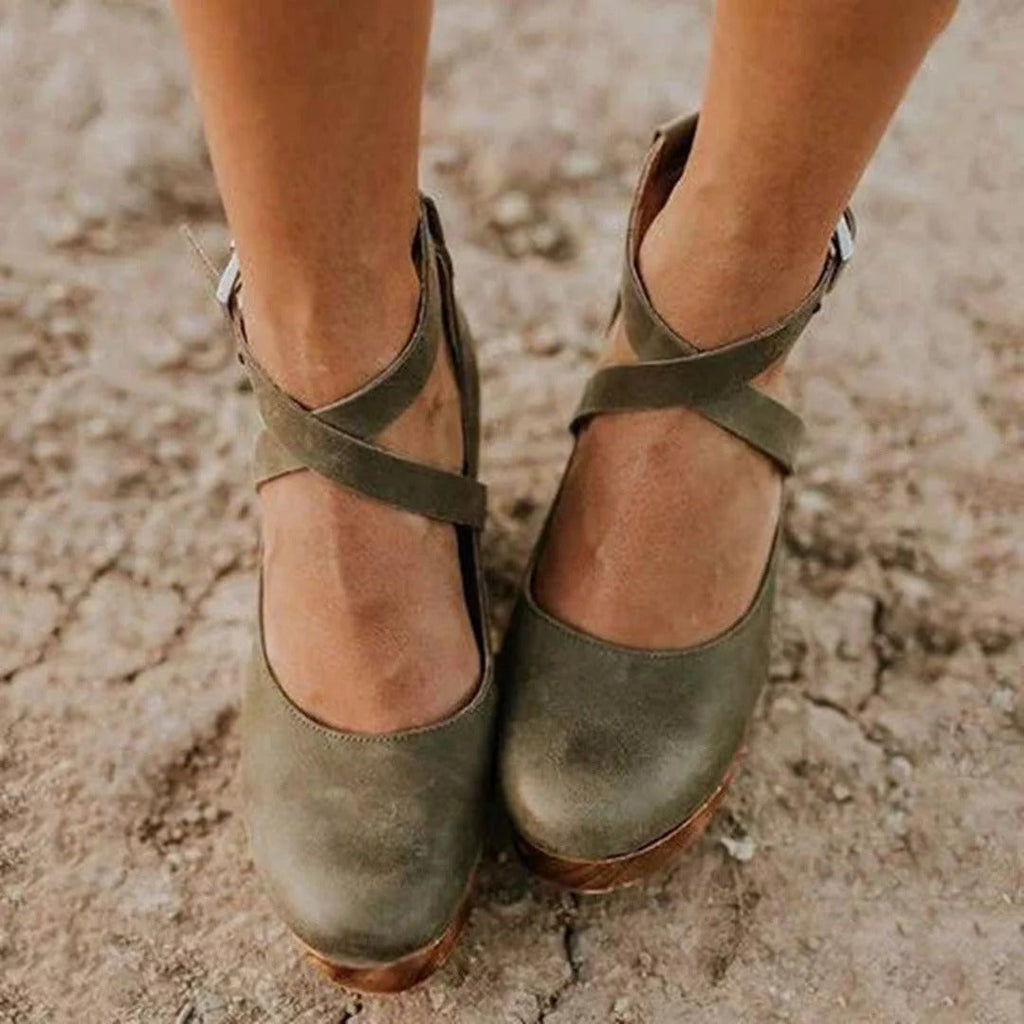 Leather Platform Mary Jane Shoes Women