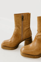 Leather Block Heel Ankle Boots Women