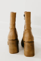 Leather Block Heel Ankle Boots Women