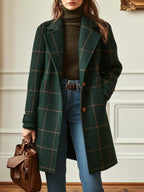 Bożena | Retro check tweed jacket with collar