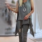 MIREYA™ - Asymmetrical Top & Floral Pants Set