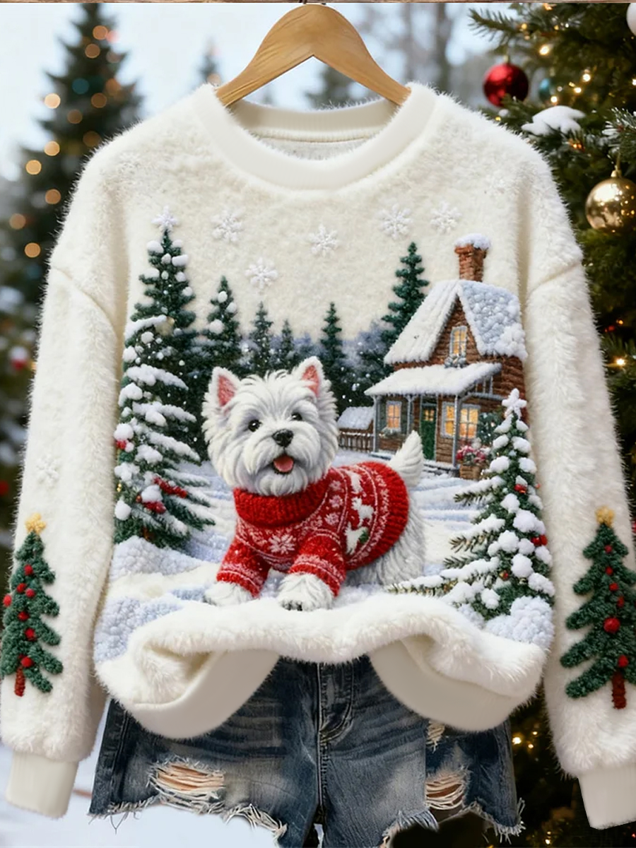 charming ladies flannel sweater with Christmas print