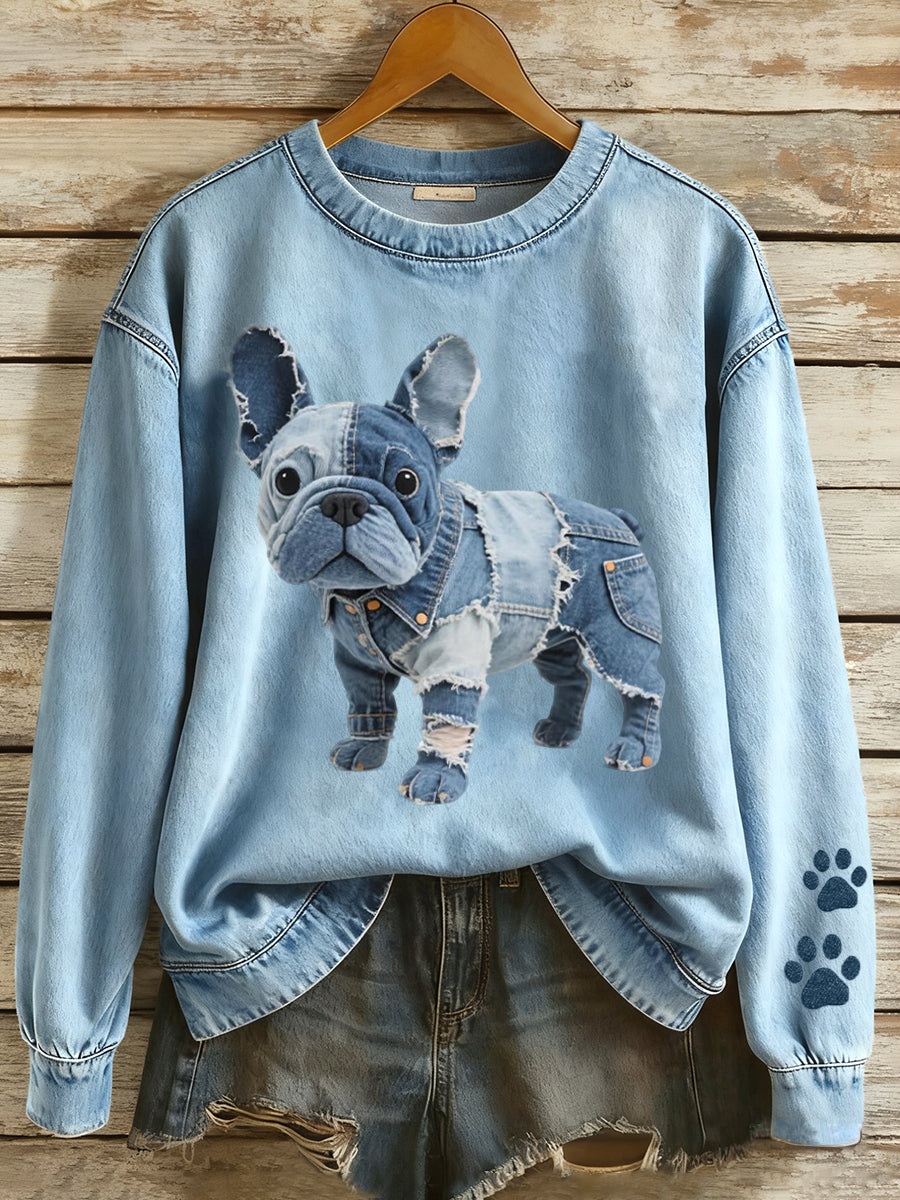 French Bulldog Patchwork Sweatshirt for Women